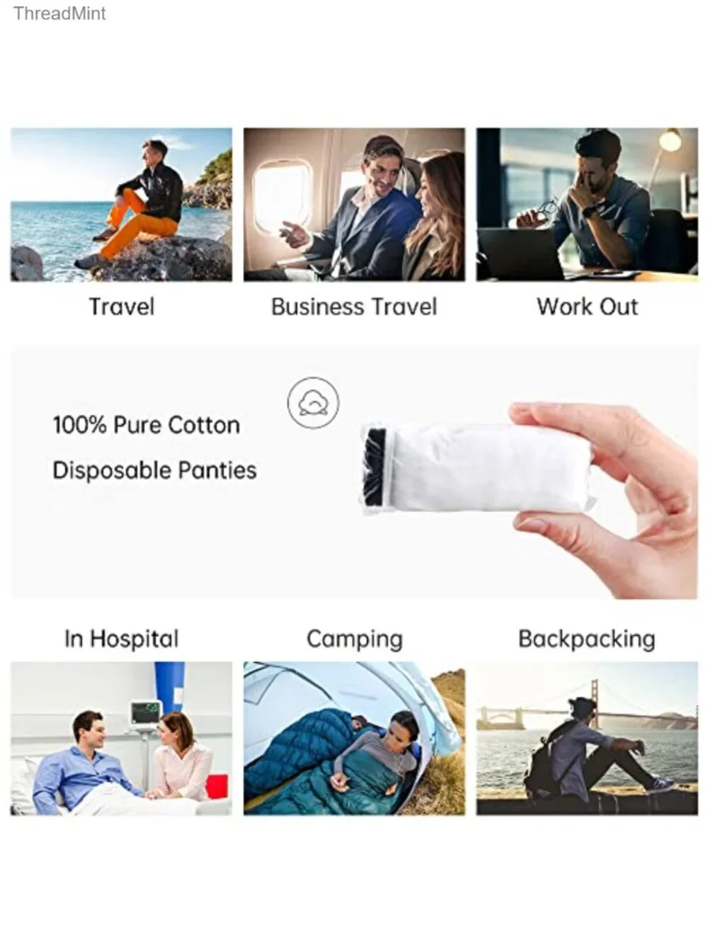 20 Pack Mens Cotton Disposable Underwear Briefs Travel Portable